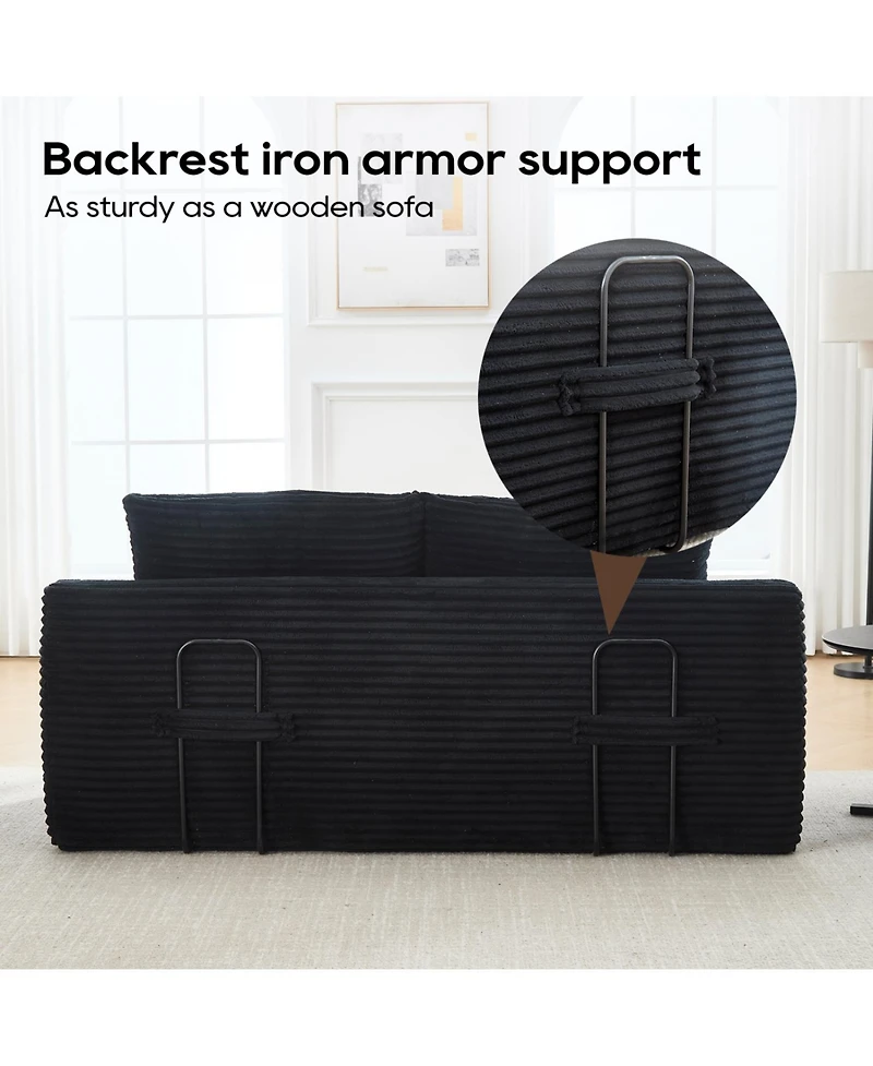 Streamdale Furniture Memory Foam L-Shaped Corduroy Sofa - Convertible, Compact Couch (Black)