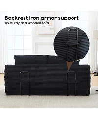 Streamdale Furniture Memory Foam L-Shaped Corduroy Sofa - Convertible, Compact Couch (Black)