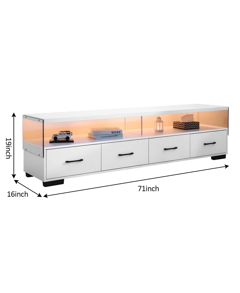 Streamdale Furniture White 4-Drawer Tv Stand - Up to 80" TVs
