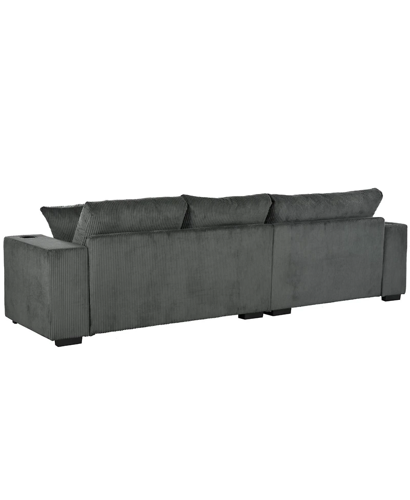 Streamdale Furniture Large Sectional Sofa- Thick Cushions, Cup Holders & Charging
