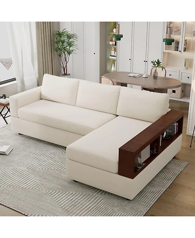 Streamdale Furniture 87.4" Sectional Sofa Couch with Reversible Armrests, Beige