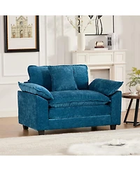 Streamdale Furniture Cloud Sofa Single Seat, Modern Sectional, Chenille, Blue