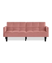 Streamdale Furniture Velvet Futon Couch Convertible Folding Sofa Bed Tufted Couch for Apartment
