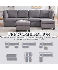 Streamdale Furniture Modular Sectional Sofa- Convertible 6-Seat Couch with Chaise & Ottoman
