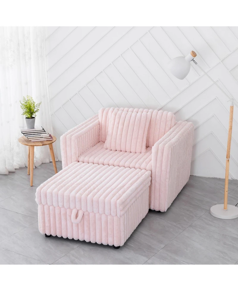Streamdale Furniture 44.9" Pink Modular Sofa & Ottoman Set - Comfy & Stylish