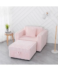 Streamdale Furniture 44.9" Pink Modular Sofa & Ottoman Set - Comfy & Stylish