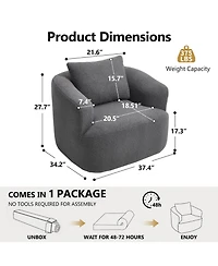 Streamdale Furniture Swivel Teddy Fleece Comfy Chair with Pillow - Dark Grey
