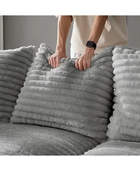 Streamdale Corduroy 4-Seat Sofa, Modern Comfy Cloud Couch with Soft Pillows, Grey