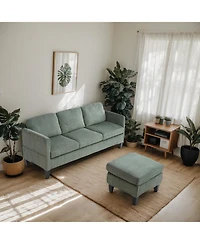 Streamdale FurnitureL-Shaped Corduroy Sofa- Modern Design, Easy Assembly - Olive Green