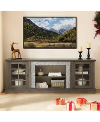 Streamdale Furniture 70" Modern Grey Tv Stand with 2-Door Storage