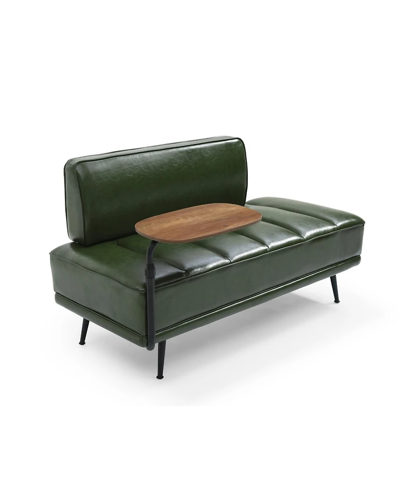 Streamdale Furniture 55" Green Faux Leather Bed Bench with Swivel Tray & Metal Legs