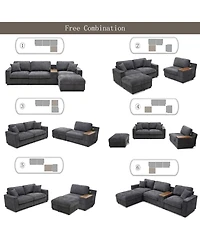 Streamdale Furniture Streamdale Oversized L-Shaped Sectional Sofa with Drop Down Table & Storage Ottoman