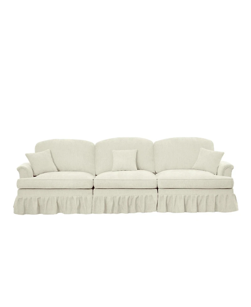 Streamdale Furniture Streamdale Mid Century 3 Seater Chenille Sofa with Flared Arms & Spindle Legs