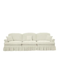 Streamdale Furniture Streamdale Mid Century 3 Seater Chenille Sofa with Flared Arms & Spindle Legs