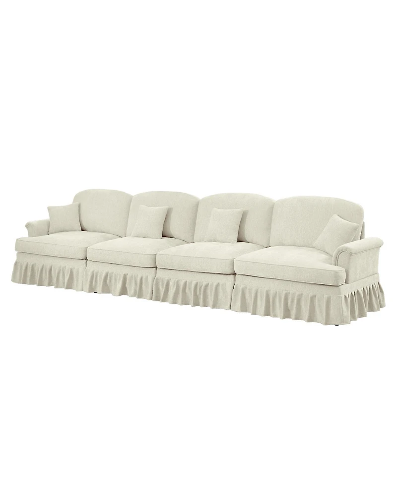 Streamdale Furniture Elegant Mid-Century 4-Seater Chenille Sofa with Flared Arms