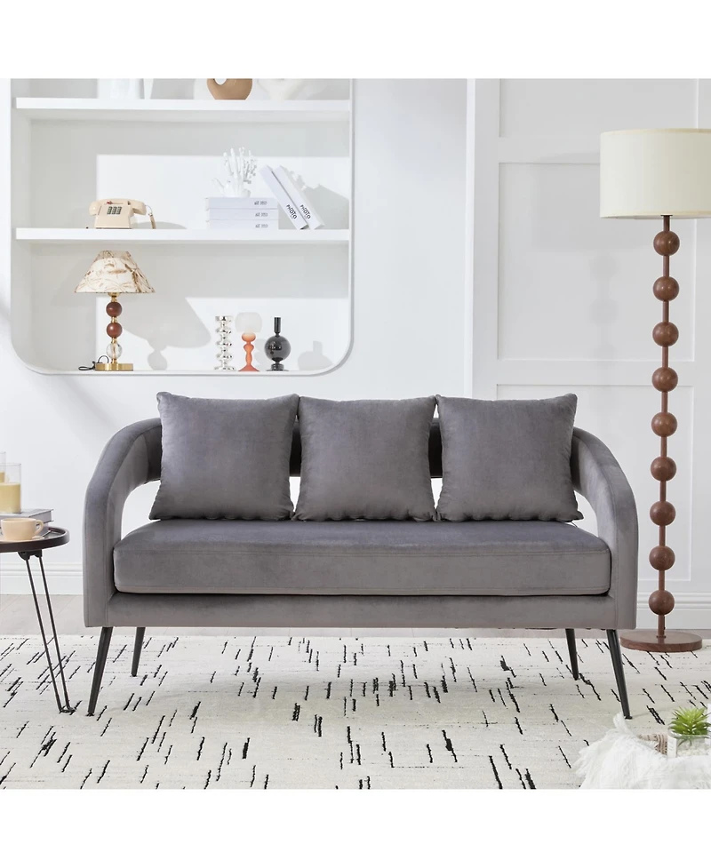 Streamdale Furniture Velvet Loveseat Settee with Pillows - Small Sofa for Small Spaces