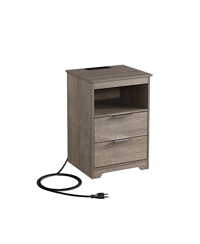 Streamdale Furniture Nightstand with Charging, 2 Drawers & Shelf