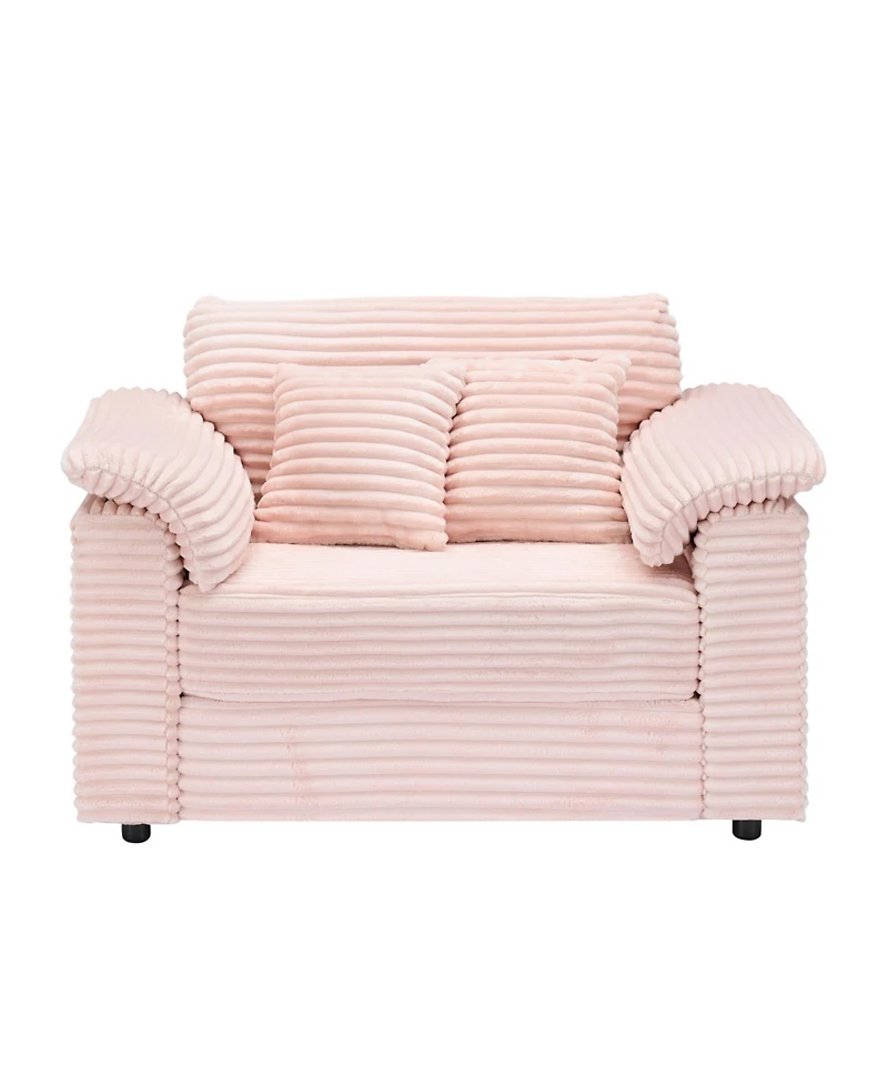 Streamdale Furniture Corduroy Armchair + Storage Stool Set w/ Usb - Pink