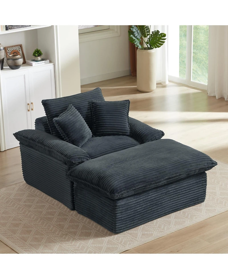 Streamdale Furniture Modern Cushioned Sofa with Footrest - Dark Gray