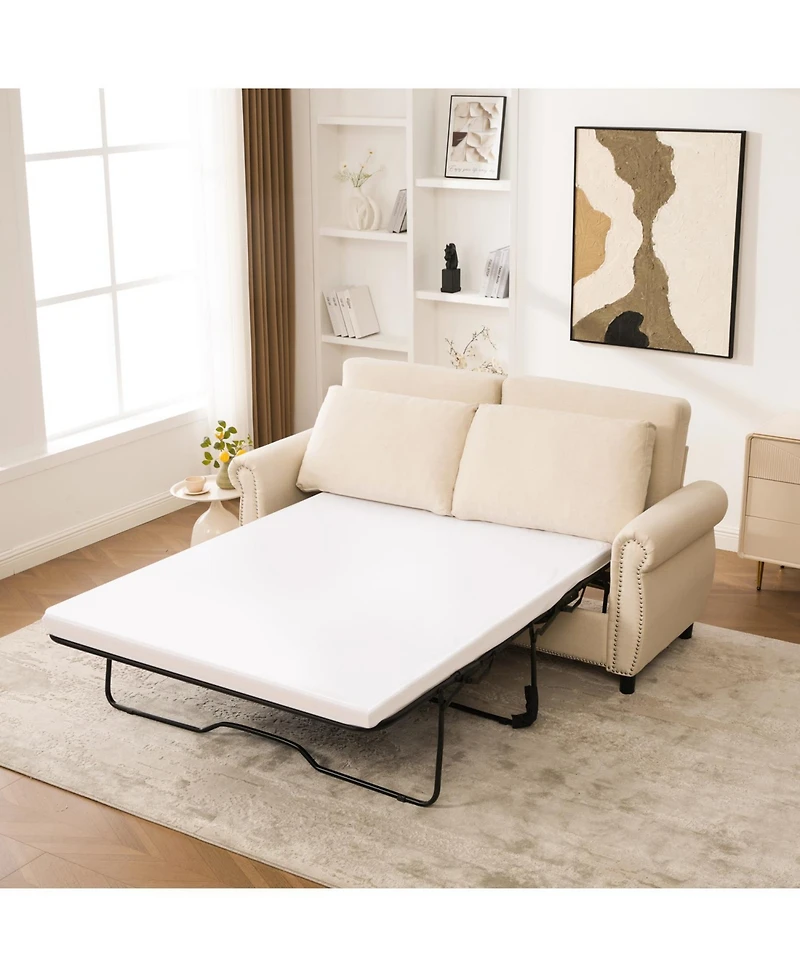 Streamdale Furniture Sleeper Sofa Bed, Pull Out Couch, 2-Seater Linen Convertible Sofa