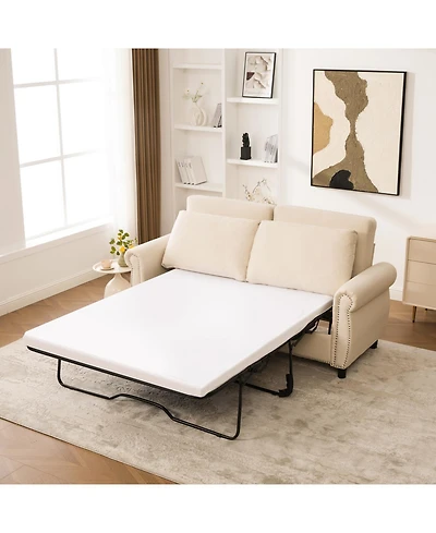 Streamdale Furniture Sleeper Sofa Bed, Pull Out Couch, 2-Seater Linen Convertible Sofa