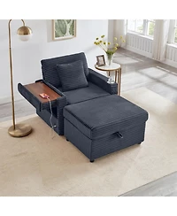 Streamdale Furniture Fluffy Corduroy Lazy Sofa w/ Ottoman