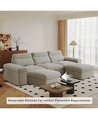 Streamdale Furniture Modular Down & Linen Sofa with Adjustable Back & Storage