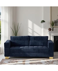 Streamdale Furniture Chenille Box-Tufted Sofa with Stainless Steel Legs