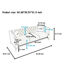 Streamdale Cream Velvet Tufted Sofa Set - Modern Comfort & Style