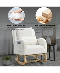 Streamdale Furniture 27.5" Modern Accent Rocker Armchair w/ Lumbar Pillow & Pockets