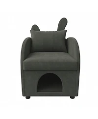 Streamdale furniture Dark Gray Bunny-Ear Pet-Friendly Armchair, Scratch-Resistant, 27.4" x 25.2" x 37.4"