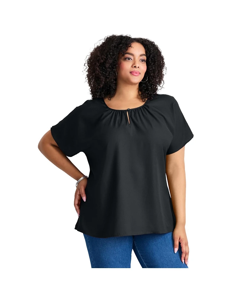 Avenue Women's Keyhole Dolman Sleeve Blouse