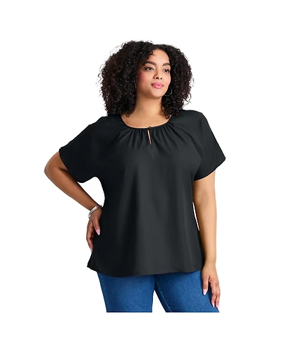 Avenue Women's Keyhole Dolman Sleeve Blouse