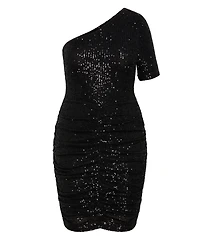 City Chic Women's Angelina Asymmetrical Neck Ruched Dress