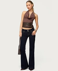 Edikted Womens Buckle Cowl Neck Backless Top