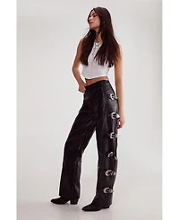 Nasty Gal Women's Faux Leather Buckle Detail Pants