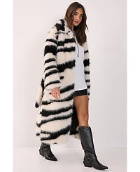 Nasty Gal Women's Faux Fur Collared Longline Coat