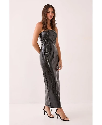 Nasty Gal Women's Croc Bandeau Lace Up Maxi Dress