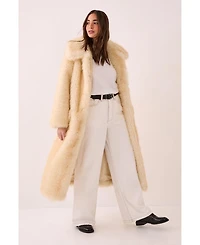 Nasty Gal Women's Belted Tipped Faux Fur Coat