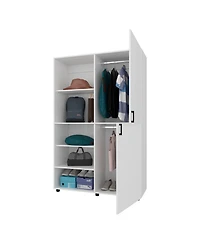 Fm Furniture Ollie 2-Door Wardrobe with Open Storage,White