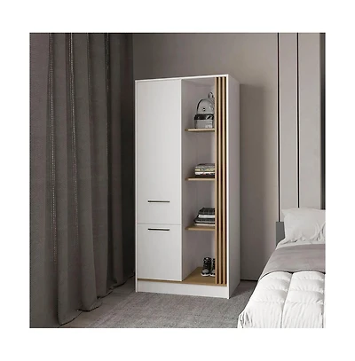 Fm Furniture Pekin Modern Wardrobe Organizer with Shelves and Rod