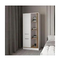Fm Furniture Pekin Modern Wardrobe Organizer with Shelves and Rod