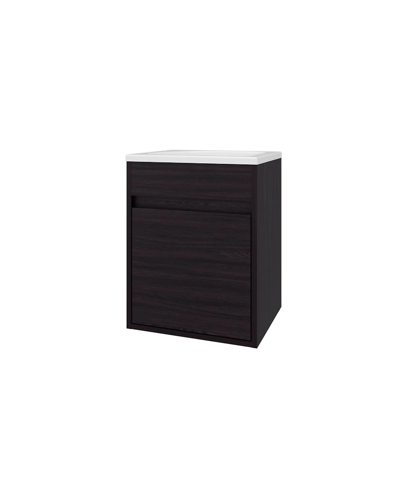 Fm Furniture White Bathroom Floating Vanity with Sink, 1 Door,