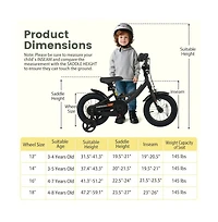 Hongge Kids Adjustable Training Bicycle with Dual Brakes and All Terrain Tires