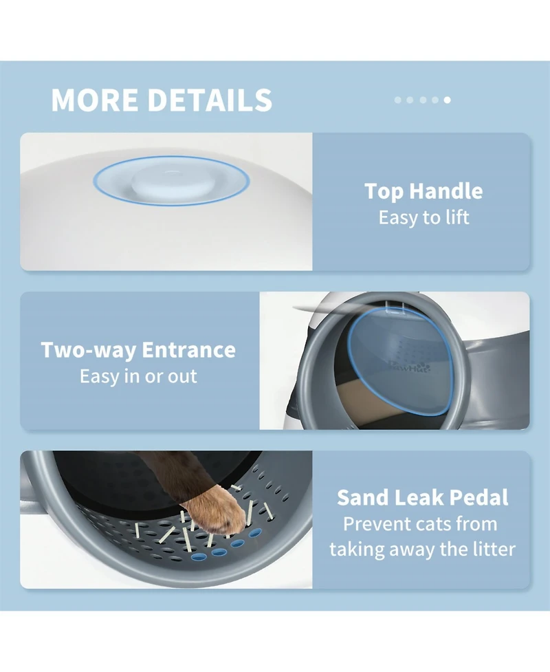 Aostirmotor Foldable Cat Litter Box with Lid & High Sides – Large Two-Way Entry, Easy Clean, White & Gray