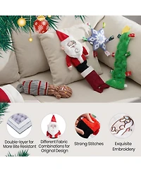 Nocciola 4 Pack Tag & Tug Christmas Dog Toys, No Stuffing Santa, Ginger Man, Christmas Tree & Stuffed Snowflake Tough Dog Toys