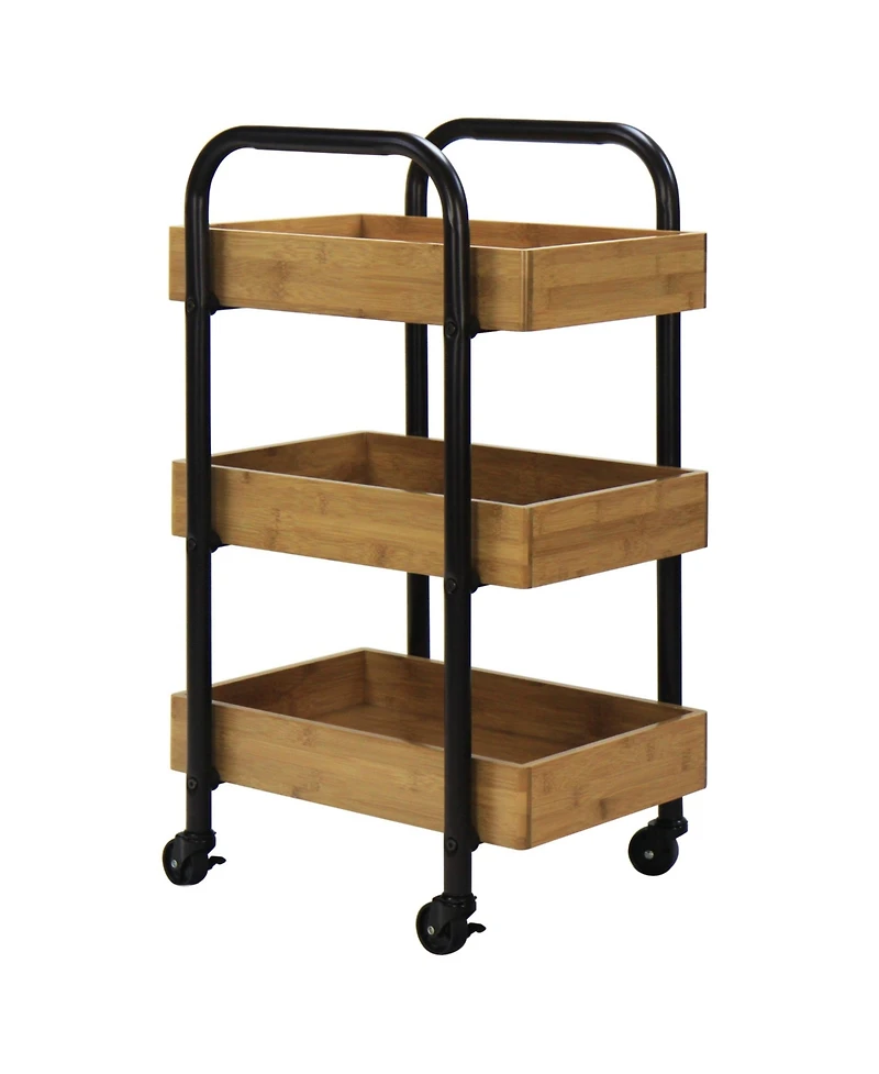 Oceanstar Portable Storage Cart with 3 Easy Removable Bamboo Trays