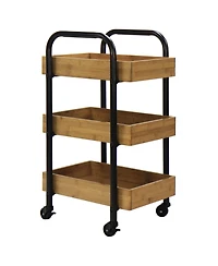 Oceanstar Portable Storage Cart with 3 Easy Removable Bamboo Trays