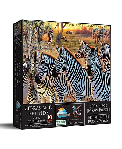SunsOut Zebras and Friends 500 piece Jigsaw Puzzle for Adults Large Pieces