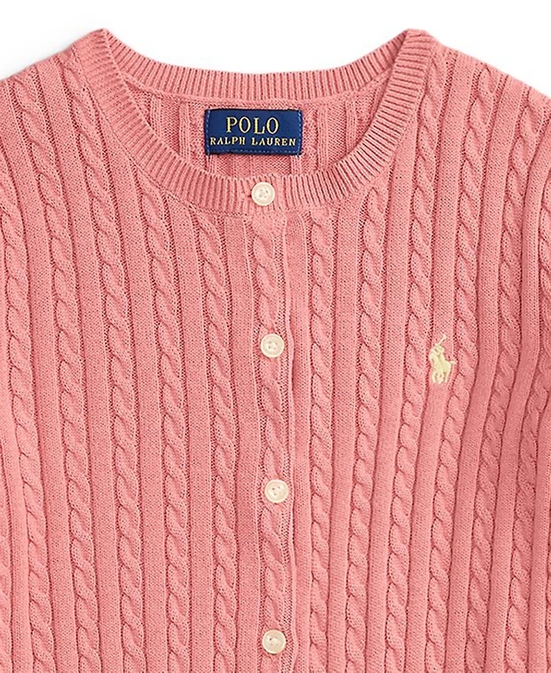Polo Ralph Lauren Girls' 7-16 Mini-Cable Button Front Cardigan